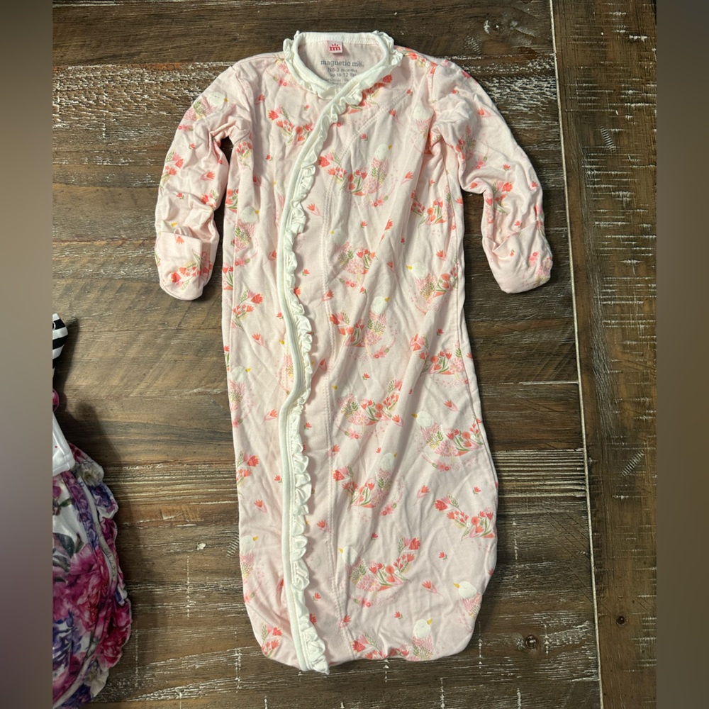 Magnetic Me pink and white ruffle baby gown